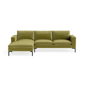 New Standard Sofa with Chaise Sofa BluDot Left Loden Velvet - Black Legs 