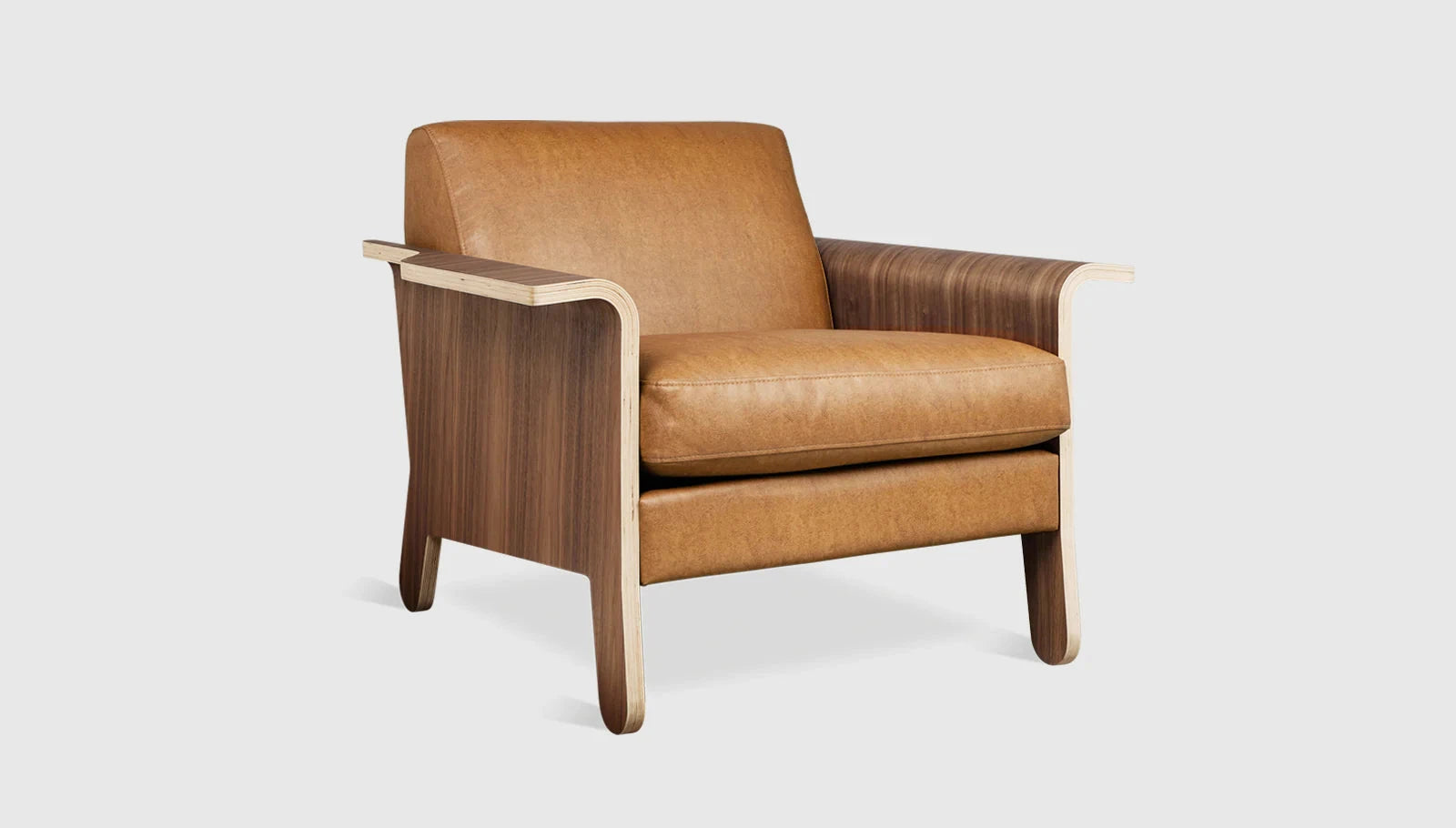 Lodge Chair lounge chair Gus Modern Vegan Appleskin Leather Cognac Walnut 