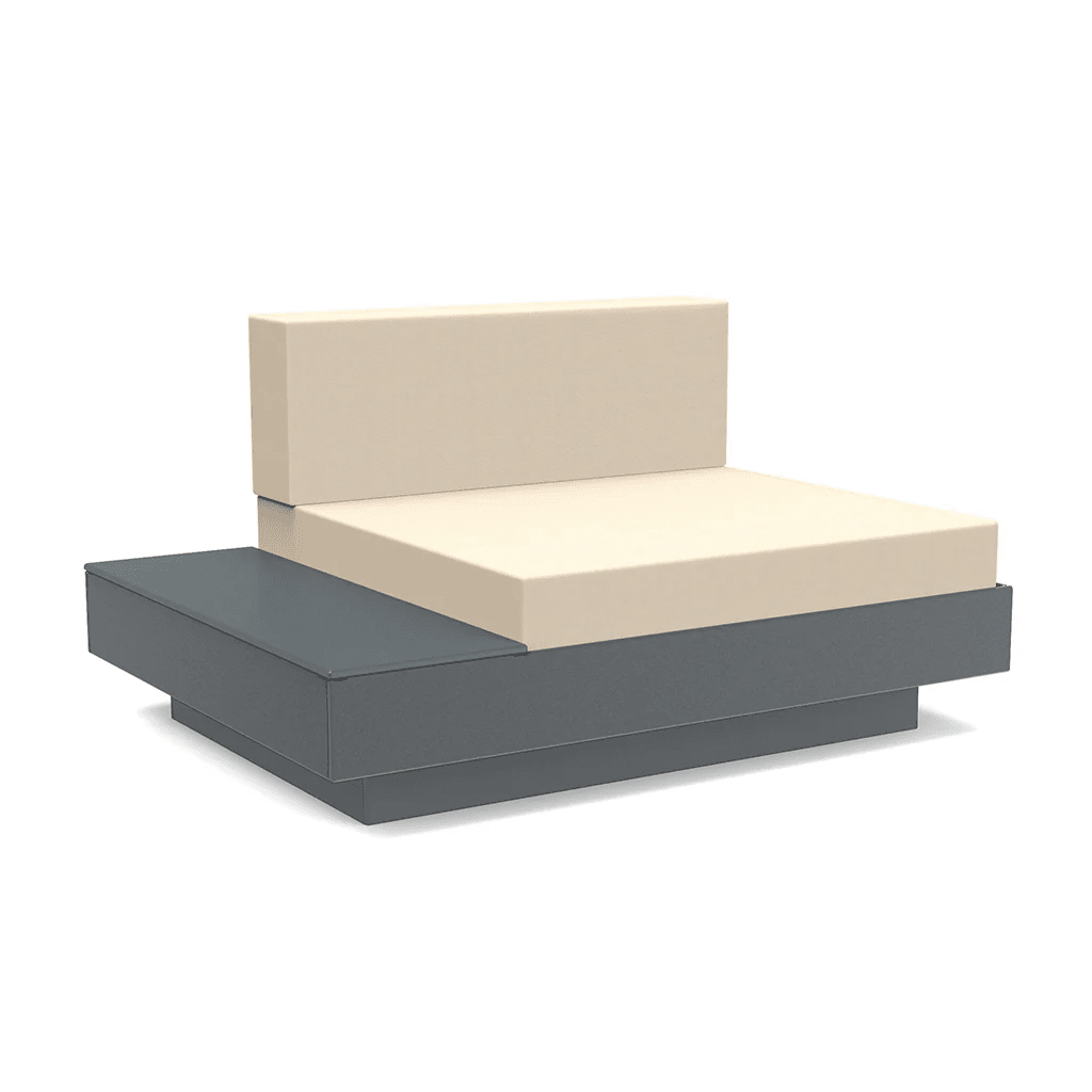 Platform One Lounge Left/Right Table lounge chairs Loll Designs Charcoal Grey Canvas Flax 