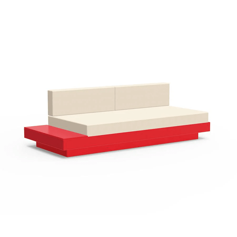 Platform One Sofa with Left or Right Table Sofas Loll Designs Apple Red Canvas Flax 