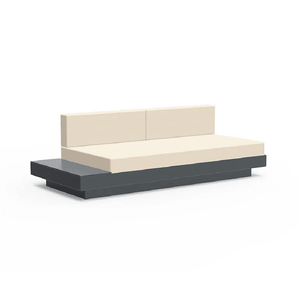 Platform One Sofa with Left or Right Table Sofas Loll Designs Charcoal Grey Canvas Flax 