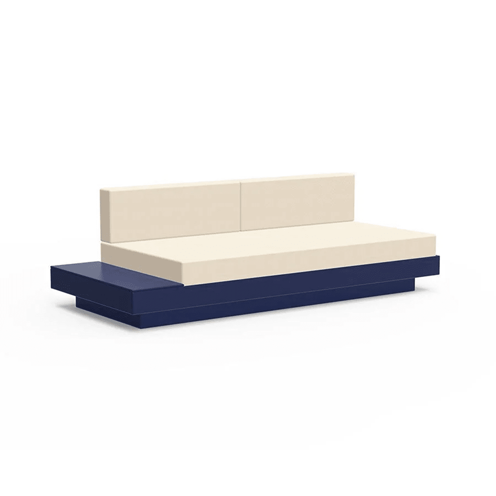 Platform One Sofa with Left or Right Table Sofas Loll Designs Navy Blue Canvas Flax 