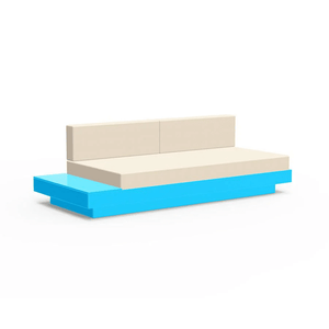 Platform One Sofa with Left or Right Table Sofas Loll Designs Sky Blue Canvas Flax 