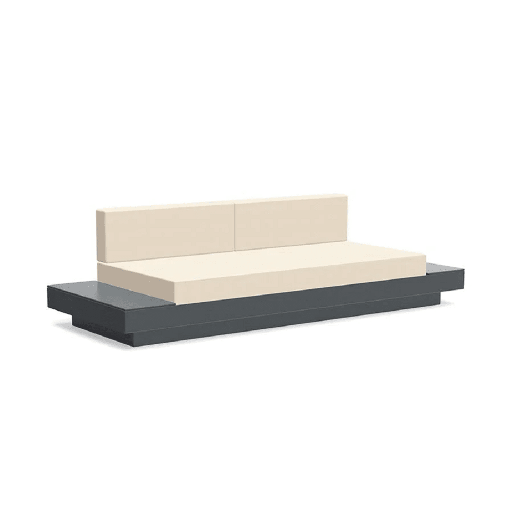 Platform One Sofa with Tables Sofas Loll Designs Charcoal Grey Canvas Flax 