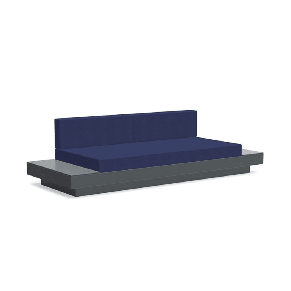 Platform One Sofa with Tables Sofas Loll Designs Charcoal Grey Canvas Navy 