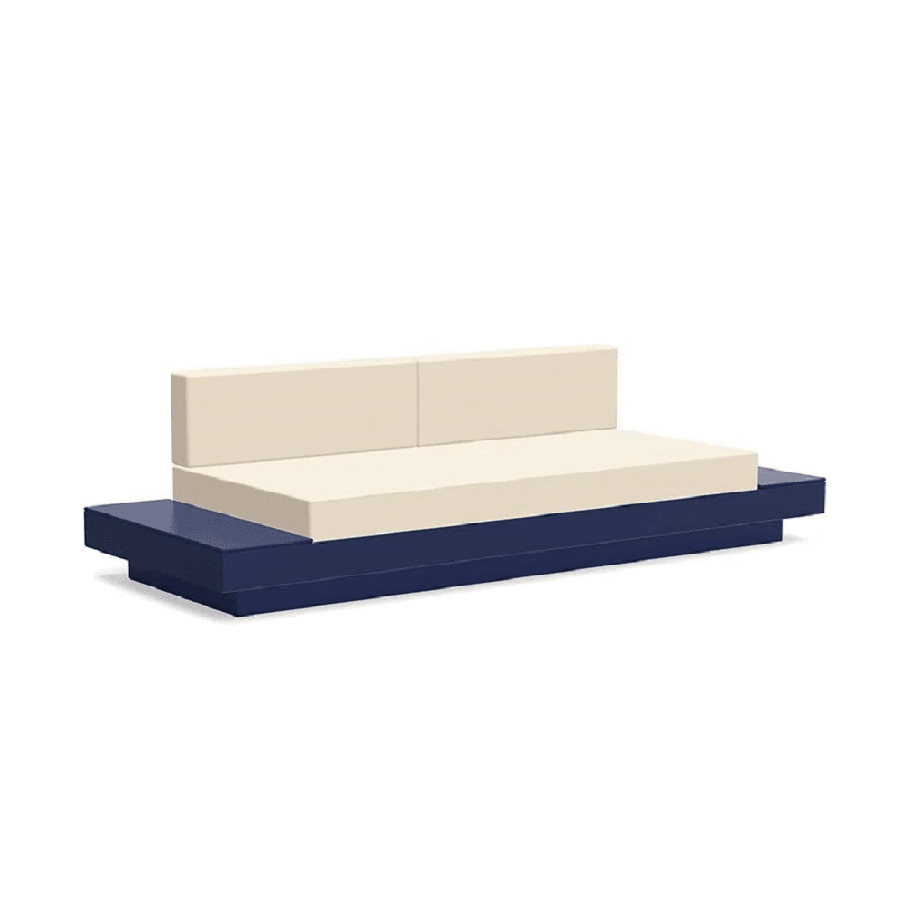 Platform One Sofa with Tables Sofas Loll Designs Navy Blue Canvas Flax 