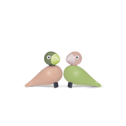 Kay Bojesen Lovebirds, Painted Beech (Light Green/Rose)