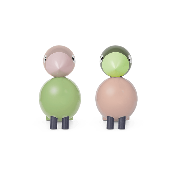 Kay Bojesen Lovebirds, Painted Beech (Light Green/Rose), view 3
