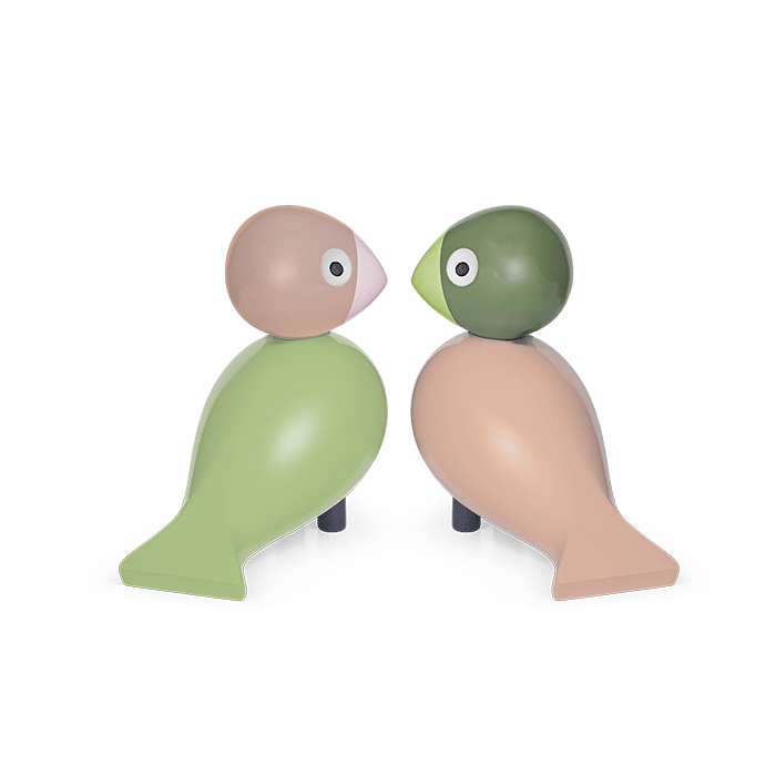 Kay Bojesen Lovebirds, Painted Beech (Light Green/Rose), view 2