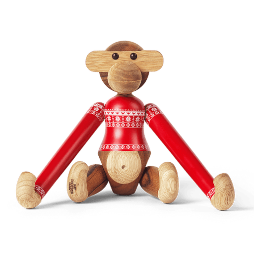 Kay Bojesen Monkey with Christmas Sweater, Teak/Limba, Small