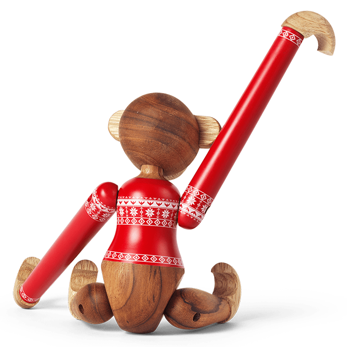 Kay Bojesen Monkey with Christmas Sweater, Teak/Limba, Small, view 2