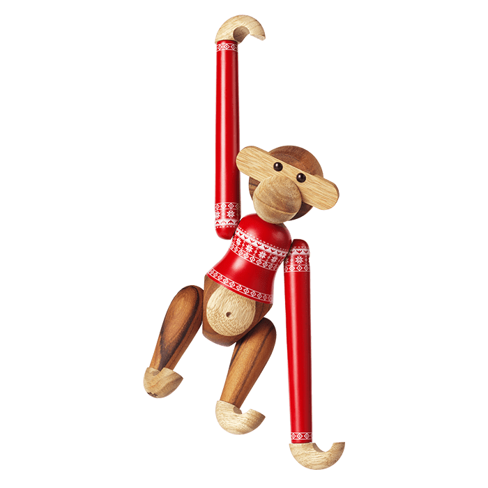 Kay Bojesen Monkey with Christmas Sweater, Teak/Limba, Small, view 3
