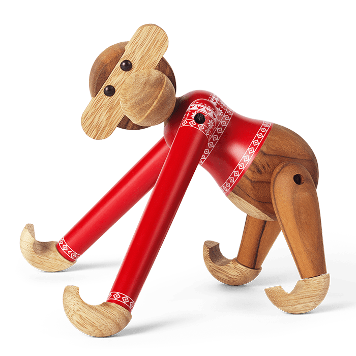 Kay Bojesen Monkey with Christmas Sweater, Teak/Limba, Small, view 4