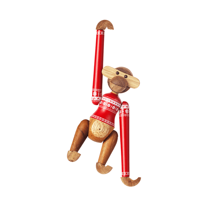 Kay Bojesen Monkey with Christmas Sweater, Teak/Limba, Small, view 8