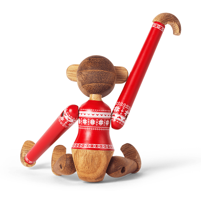 Kay Bojesen Monkey with Christmas Sweater, Teak/Limba, Small, view 7