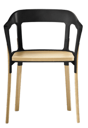 Steelwood Armchair Side/Dining Magis Natural Oak Seat & Legs - Black Back 
