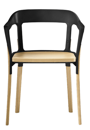 Steelwood Armchair Side/Dining Magis Natural Oak Seat & Legs - Black Back 