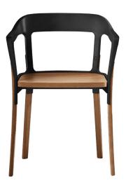 Steelwood Armchair Side/Dining Magis Walnut Seat - Black Frame 