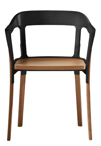 Steelwood Armchair Side/Dining Magis Walnut Seat - Black Frame 