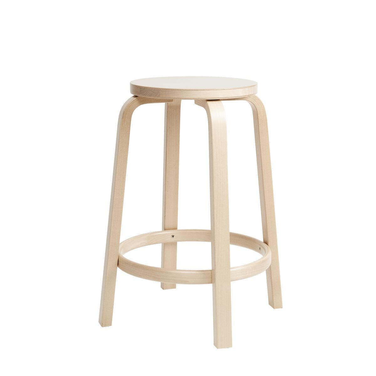 64 High Stool Stools Artek 25.5 inch legs natural lacquered, seat birch veneer 