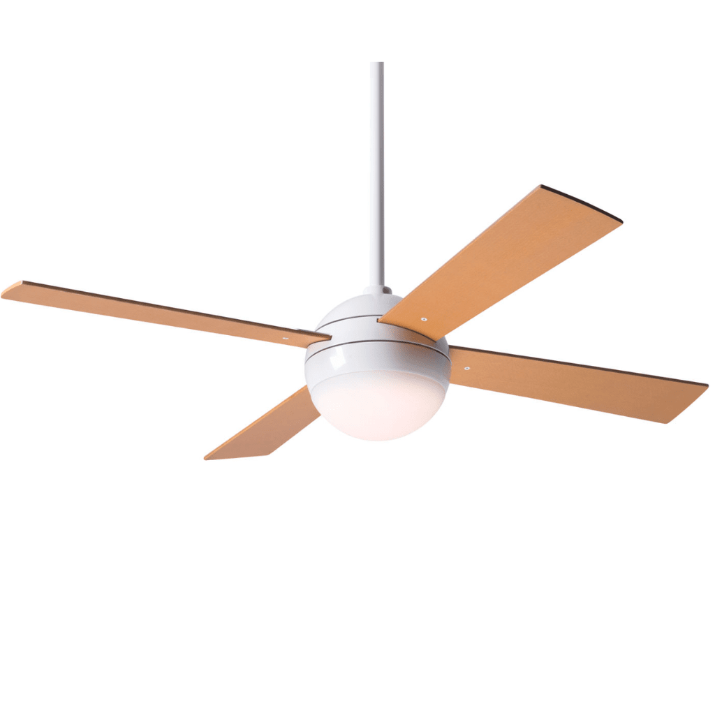 Ball 42" Ceiling Fan Ceiling Fans Modern Fan Co Gloss White Maple Fan Speed Only Without Light