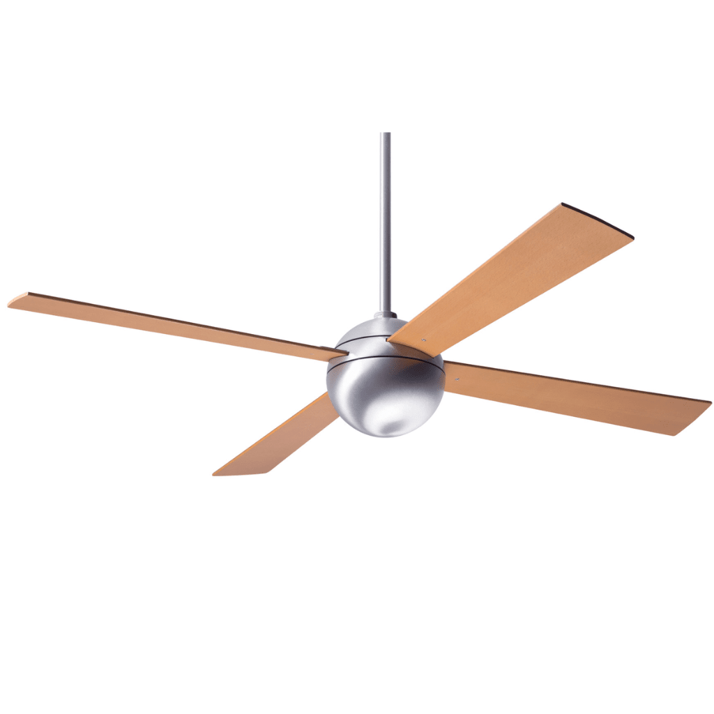 Ball 52&quot; Ceiling Fan Ceiling Fans Modern Fan Co Brushed Aluminum Maple Fan Speed Only Without Light