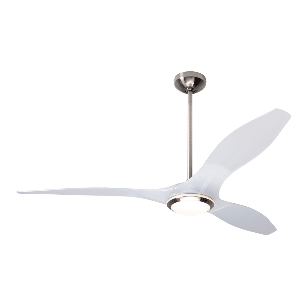 IC/Brisa DC | 56″ Ceiling Fans Modern Fan Co Bright Nickel/Translucent 17W LED Wall Control