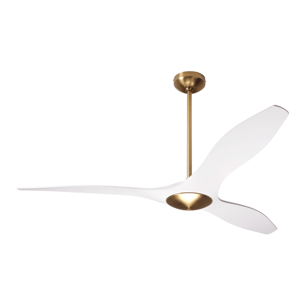 IC/Brisa DC | 56″ Ceiling Fans Modern Fan Co Satin Brass/Matte White (+$50.00) No Light Wall Control