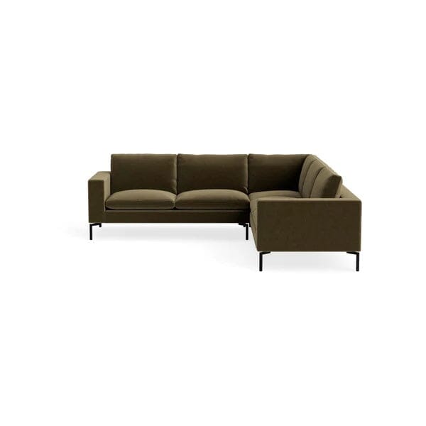 New Standard Sectional Sofa BluDot Right Moss Velvet - Black Legs 