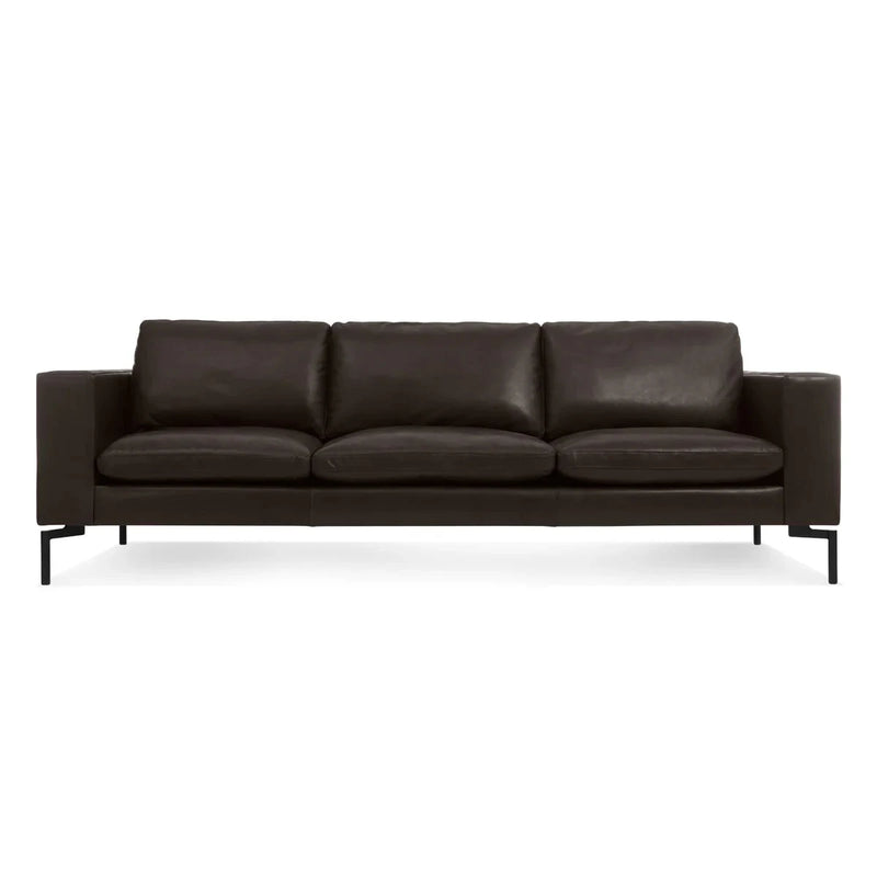 New Standard 92" Sofa Sofa BluDot Dark Brown Leather - Black Legs 