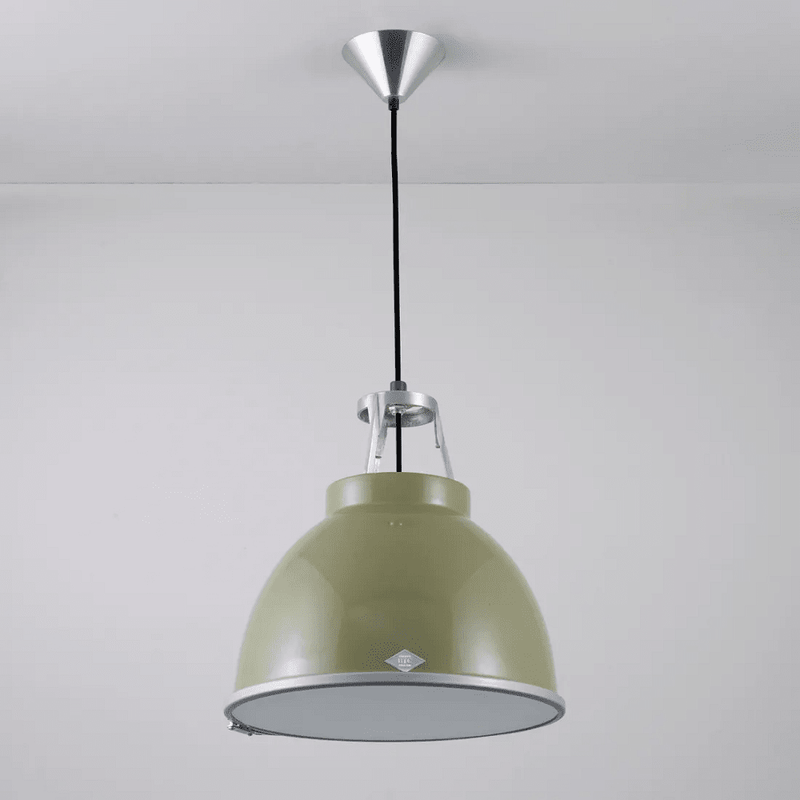 Titan Size 1 Pendant Light suspension lamps Original BTC Olive Green with Etched Glass 