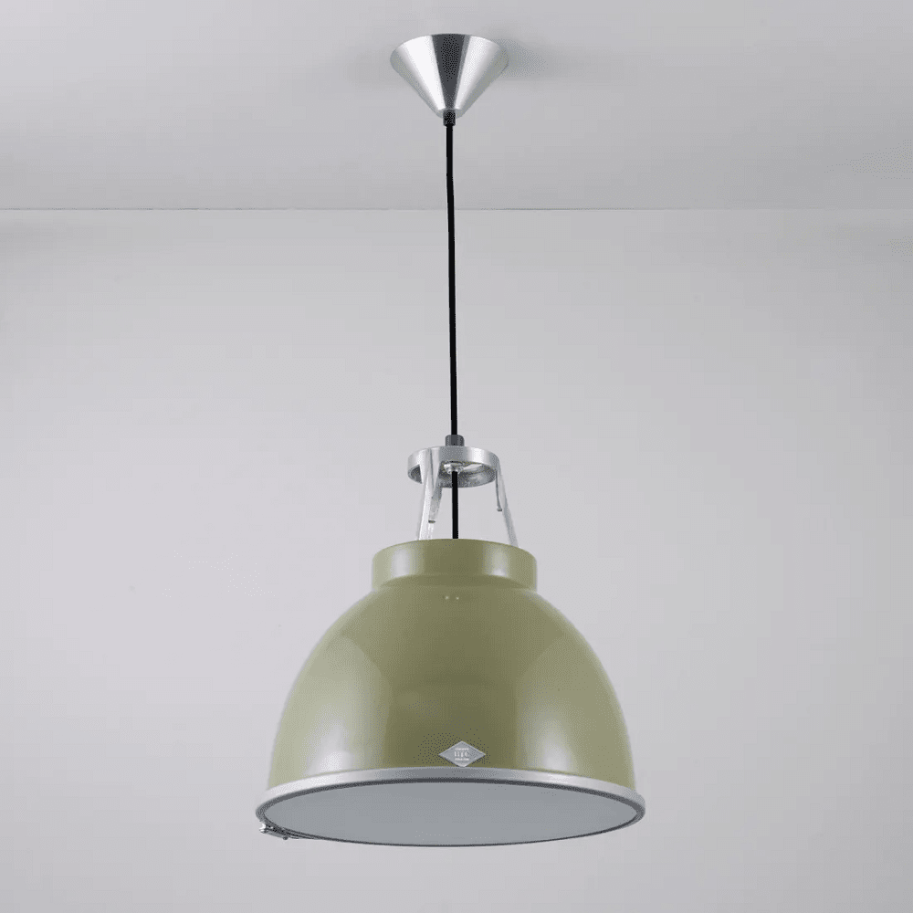 Titan Size 1 Pendant Light suspension lamps Original BTC Olive Green with Etched Glass 