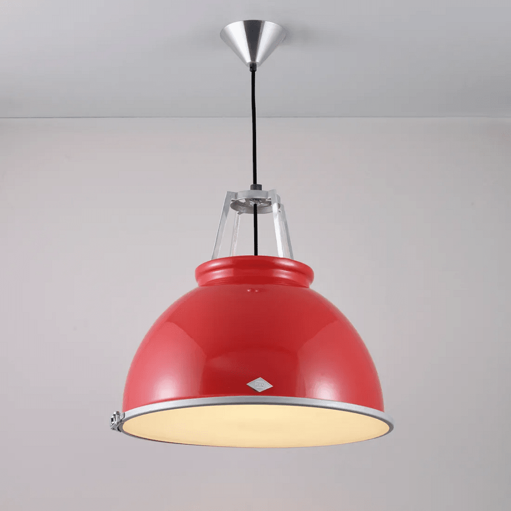 Titan Size 3 Pendant Light suspension lamps Original BTC Red with Etched Glass 