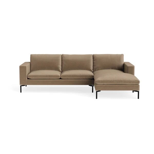 New Standard Sofa with Chaise Sofa BluDot Right Otter Velvet - Black Legs 