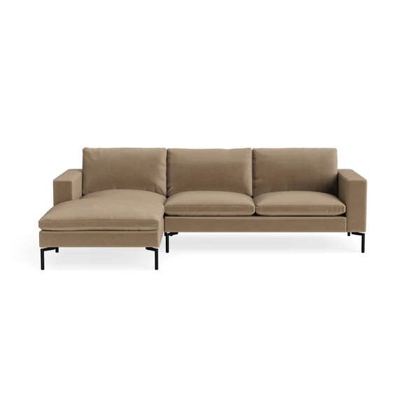 New Standard Sofa with Chaise Sofa BluDot Left Otter Velvet - Black Legs 