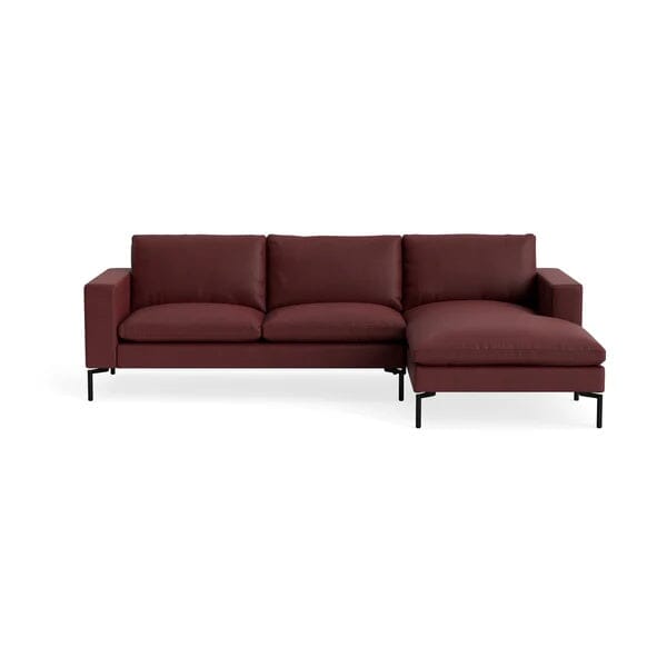 New Standard Sofa with Chaise Sofa BluDot Right Oxblood Leather - Black Legs 