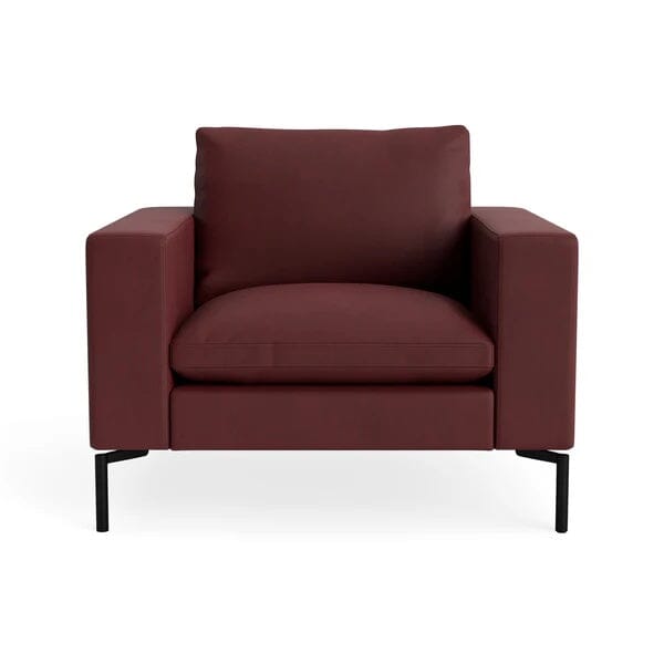 New Standard Lounge Chair lounge chair BluDot Oxblood Leather - Black Legs 