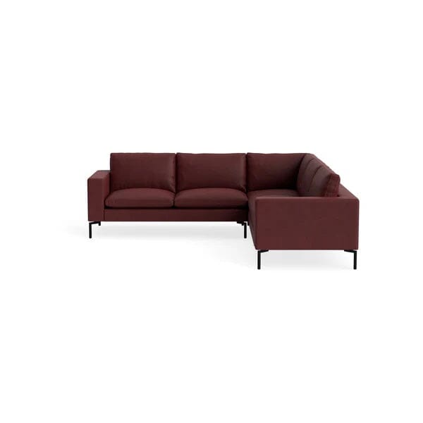 New Standard Sectional Sofa BluDot Right Oxblood Leather - Black Legs 