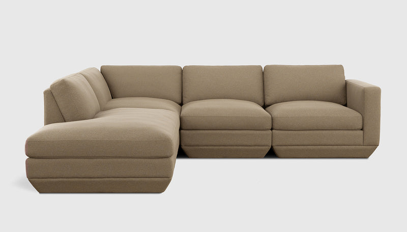 Gus Modern Podium Modular 4PC Lounge Sectional A — Merino Mocha / Left Facing