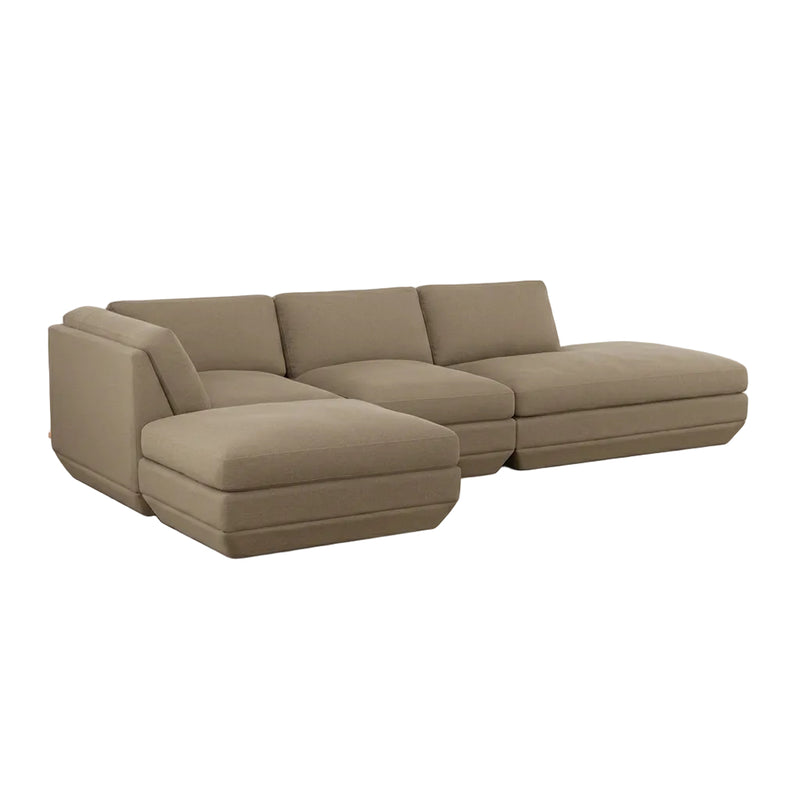 Gus Modern Podium Modular 4PC Lounge Sectional B — Merino Mocha / Left Facing