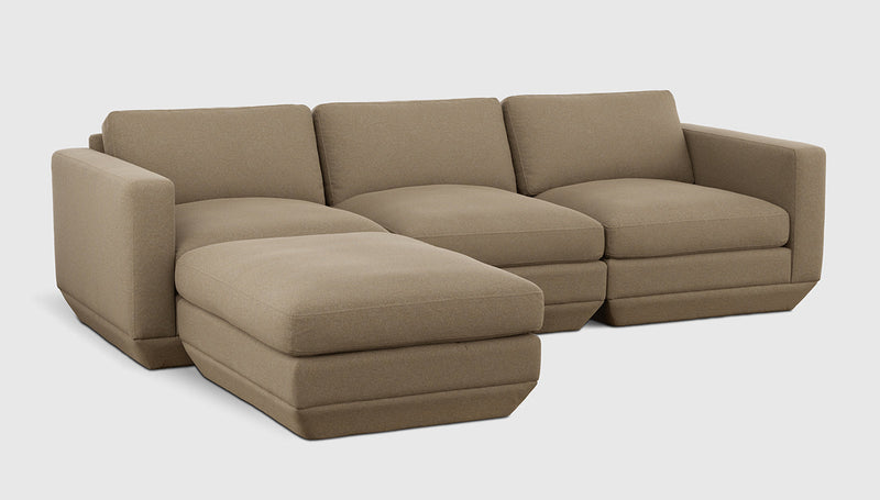 Gus Modern Podium Modular 4PC Sectional — Merino Mocha / Left Facing