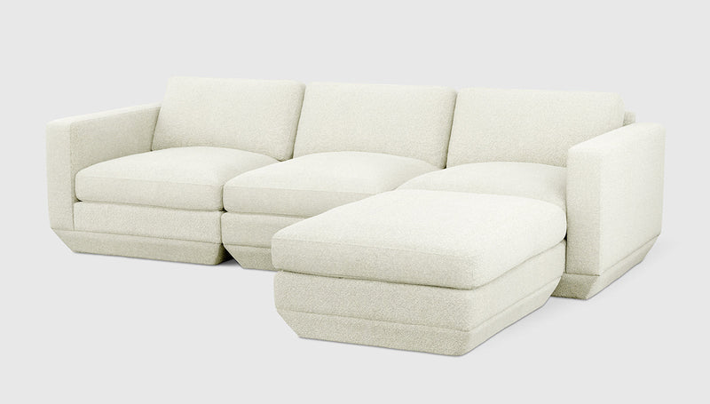 Gus Modern Podium Modular 4PC Sectional — Copenhagen Fossil / Right Facing