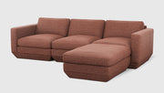 Gus Modern Podium Modular 4PC Sectional — Regency Beet / Right Facing