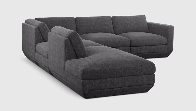 Gus Modern Podium Modular 5PC Seating Group — Bastille Lennox / Left Facing