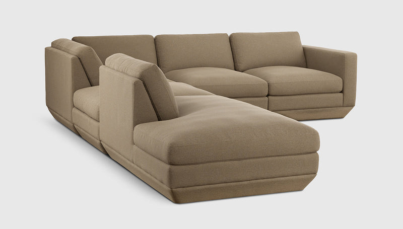 Gus Modern Podium Modular 5PC Seating Group — Merino Mocha / Left Facing