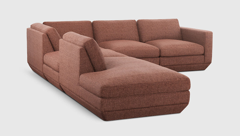 Gus Modern Podium Modular 5PC Seating Group — Regency Beet / Left Facing