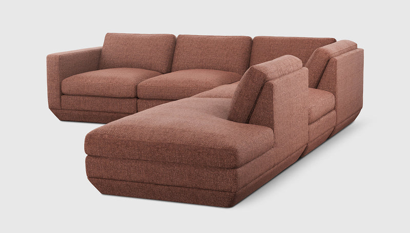Gus Modern Podium Modular 5PC Seating Group — Regency Beet / Right Facing