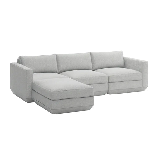 Gus Modern Podium Modular 4PC Sectional — Bayview Silver / Left Facing