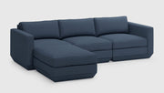 Gus Modern Podium Modular 4PC Sectional — Hanson Navy / Left Facing