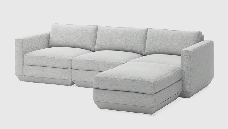 Gus Modern Podium Modular 4PC Sectional — Bayview Silver / Right Facing